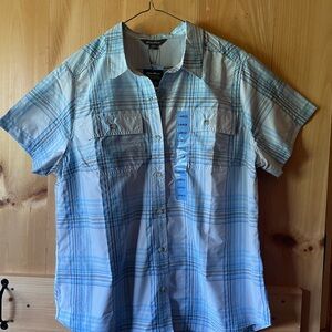 Eddie Bauer Light Blue Plaid Button-Up Shirt